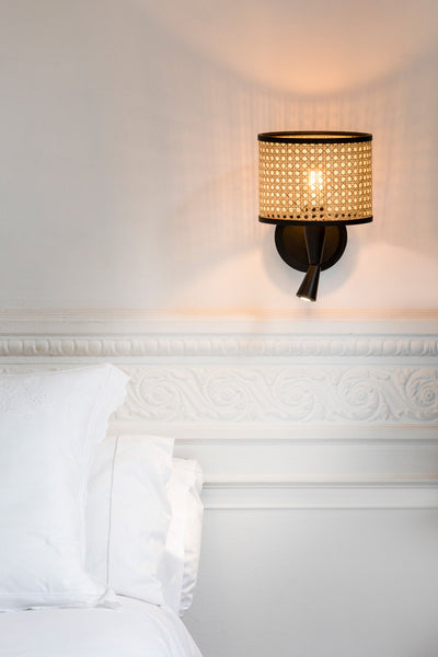 Rattan wall lights