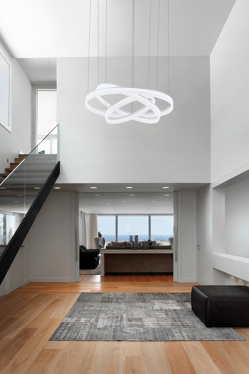 LedsC4 Lámpara de techo colgante Circ Ø600 + Ø800 LED 58 blanco cálido blanco 00-3647-BW-M3