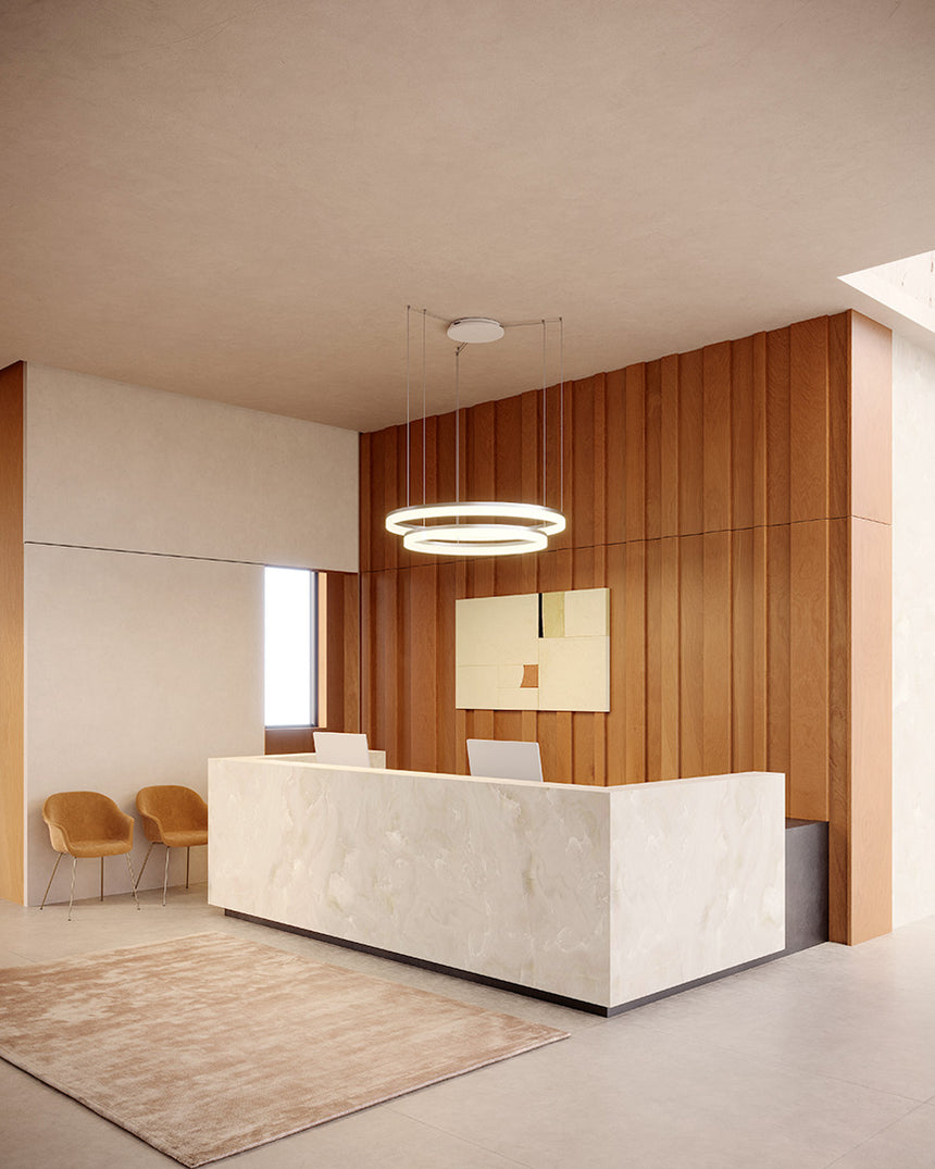 LedsC4 Lámpara de techo colgante Circ Ø800 + Ø1000 LED 72 blanco cálido blanco 00-3648-BW-M3