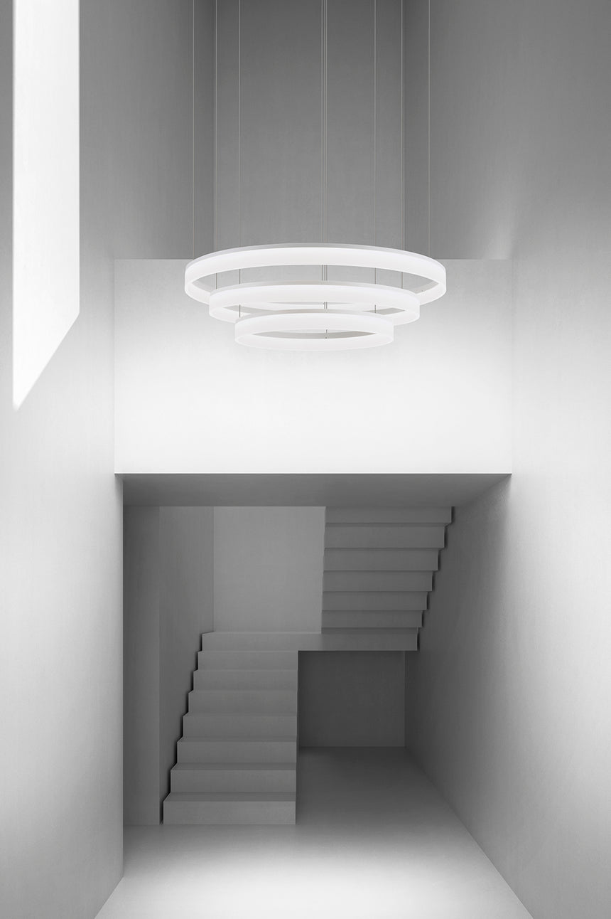 LedsC4 Lámpara de techo colgante Circ Ø600 + Ø800 + Ø1000 LED 94 blanco cálido blanco 00-3649-BW-M3