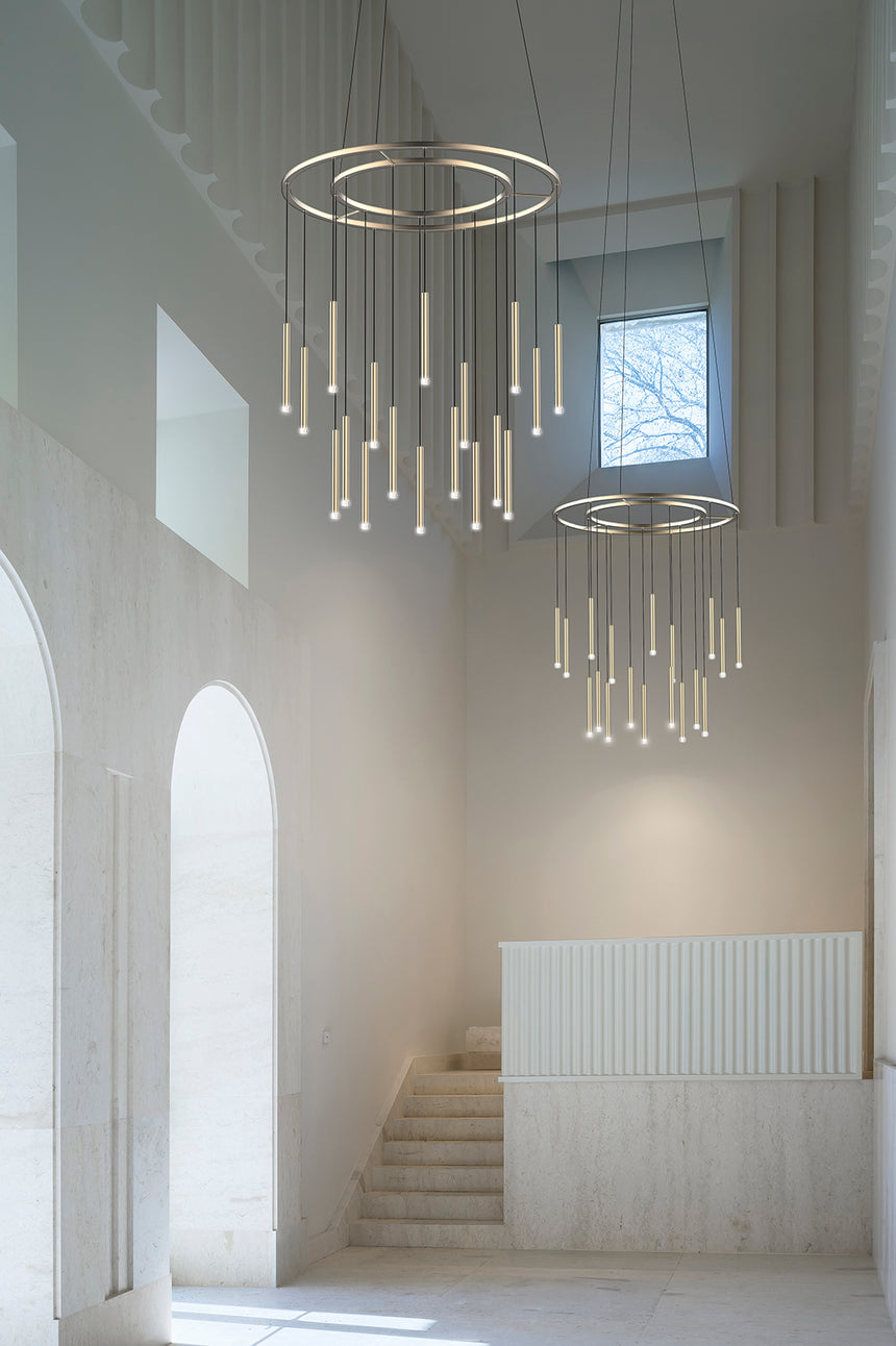 LedsC4 Lámpara de techo colgante Candle 18 luces Chandelier LED Laton 00-6066-27-27