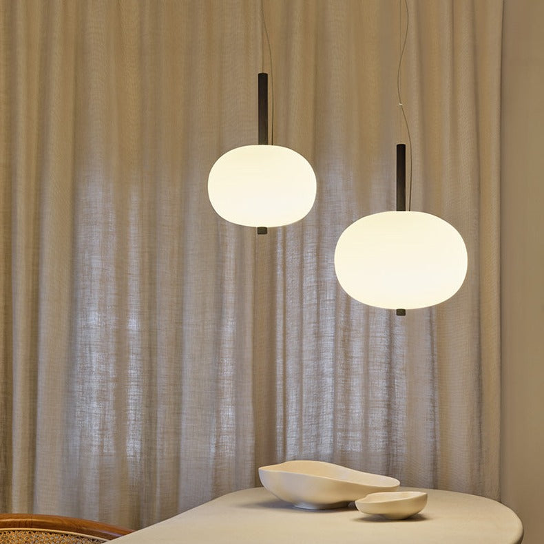 LedsC4 Ilargi LED Ball Pendant Ceiling Lamp Dark Wood and Opal Ø230 00-6452-92-F9