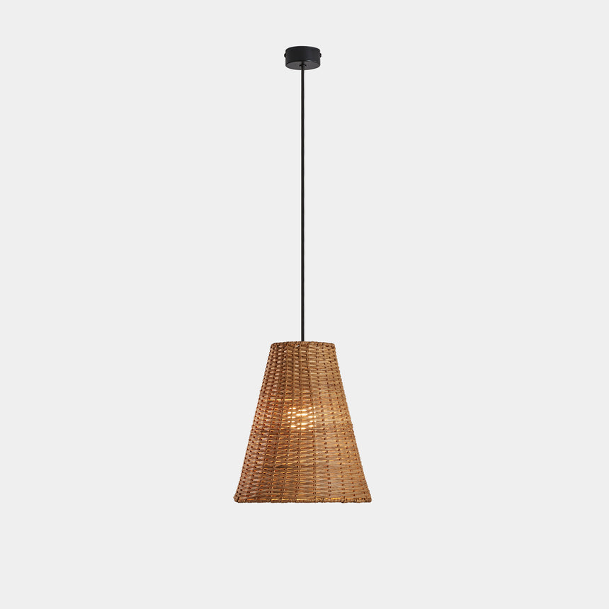 LedsC4 Caribe Lámpara de techo colgante Ø260 E27 15 Negro Rattan Natural 517Lm 00-8109-05-ES