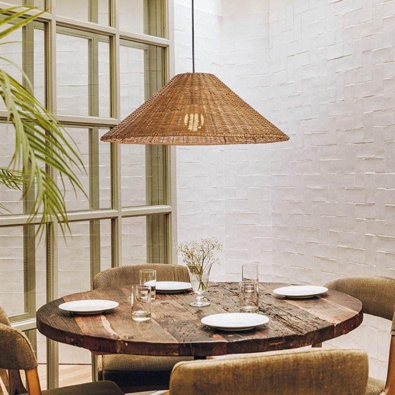 LedsC4 Caribe Pendant Ceiling Lamp Ø600 E27 15 Black Natural Rattan 00-8110-05-ES