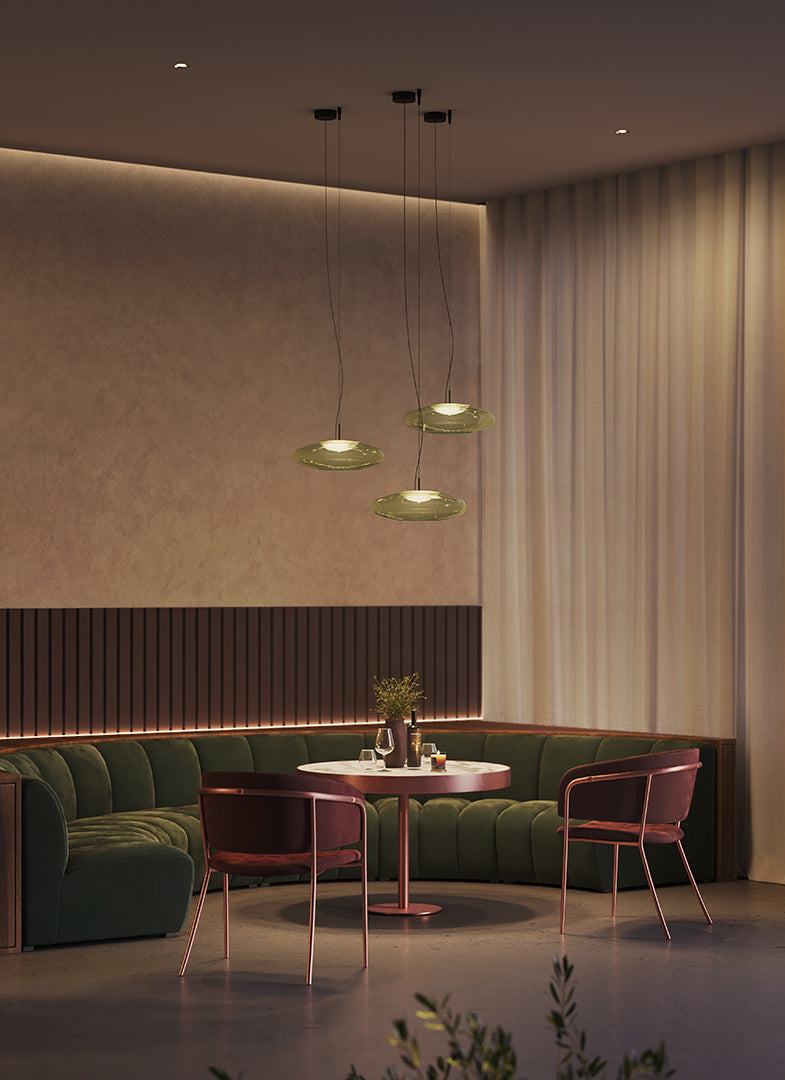 LedsC4 Lámpara de techo colgante Plat Surface LED Switch verde Phase-Cut 00-8403-05-08