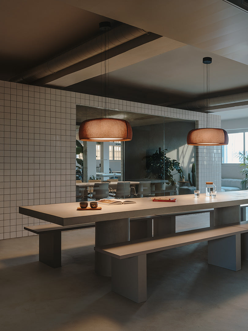 LedsC4 Gong LED Phase Cut Pendant Ceiling Lamp Brown Ral 8016 l Verme 00-8953-W1-L1