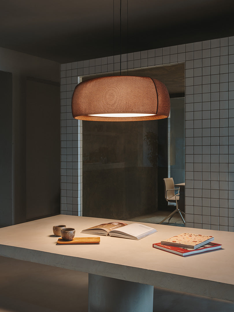 LedsC4 Gong LED Phase Cut Pendant Ceiling Lamp Brown Ral 8016 l Verme 00-8953-W1-L1