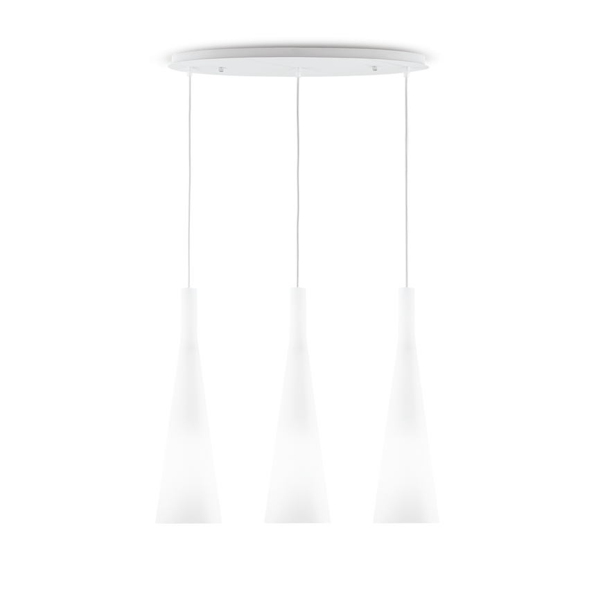 Lámpara colgante Ideal Lux Milk blanco cristal 3 luces 126W Ø62cm 030326