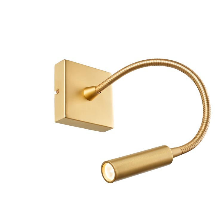 LedsC4 Wall Light Reading Light Tip LED Warm White Touch Dimmable Matte Gold 05-5296-DN-DN