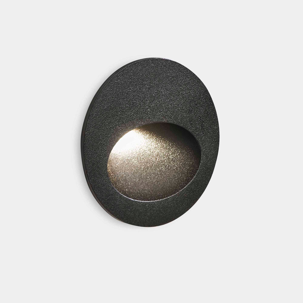 LedsC4 Recessed Wall Light IP66 Bat Round Oval LED 3 2700K Urban Grey 77Lm 05-E108-Z5-CK