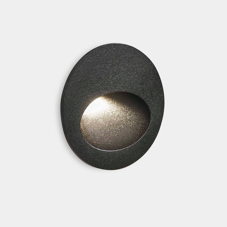 LedsC4 Recessed Wall Light IP66 Bat Round Oval LED 3 3000K Urban Grey 77Lm 05-E108-Z5-CL