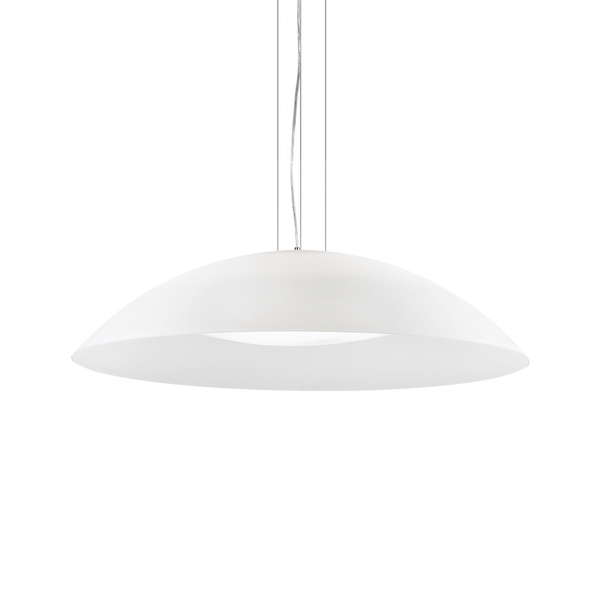 Lámpara colgante Ideal Lux Lena blanco cristal 3 luces 180W Ø74cm 052786