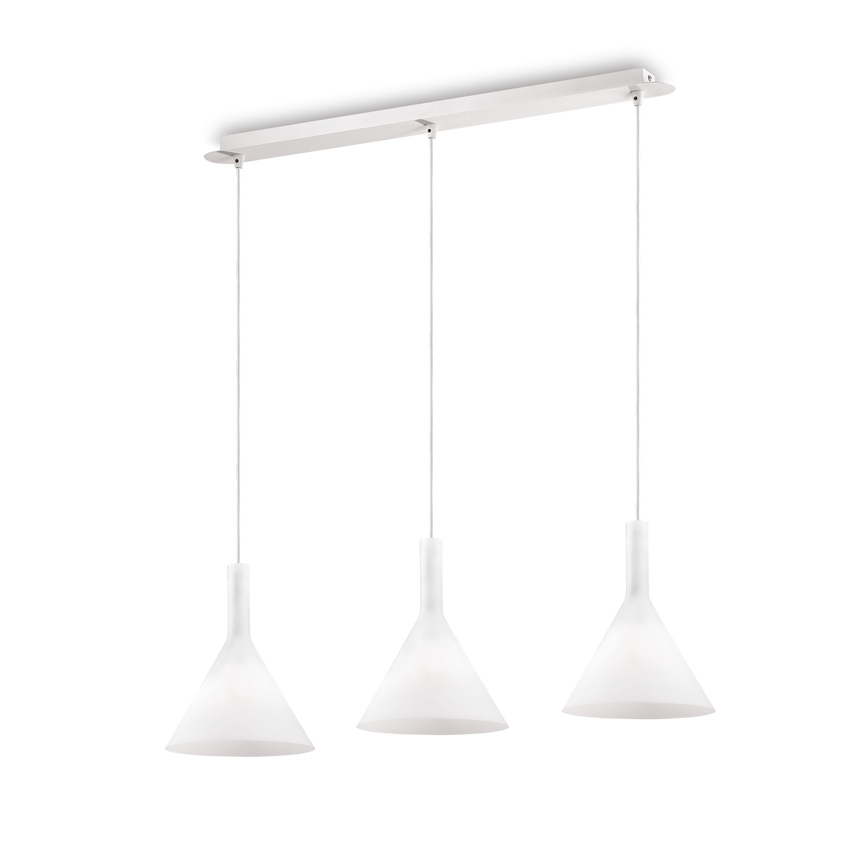 Lámpara colgante Ideal Lux Cocktail blanco cristal 3 luces 120W Ø82cm 074245