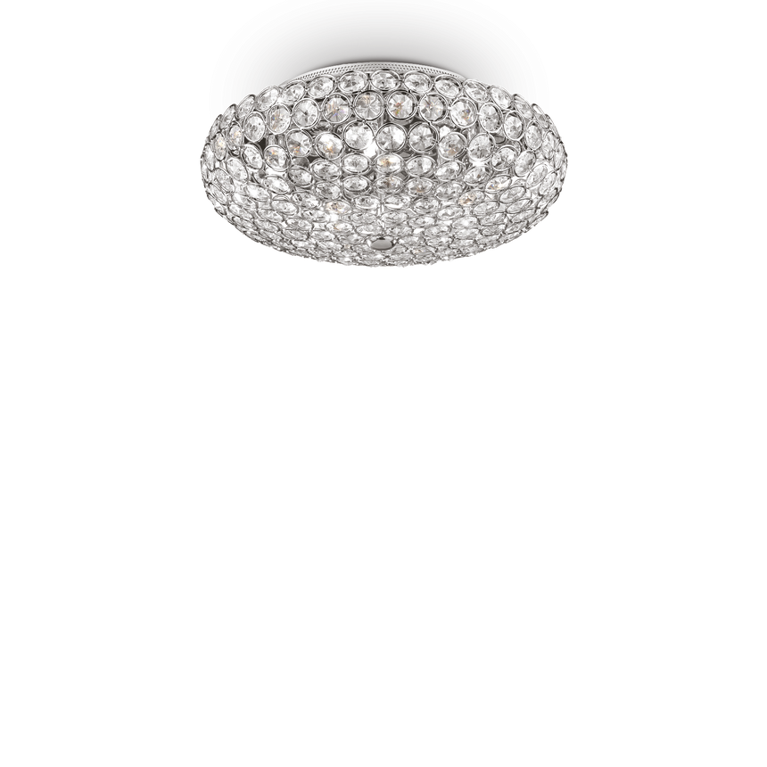 Plafón de techo Ideal Lux King cromo cristal y cerámica 5 luces 200W Ø38cm 075419