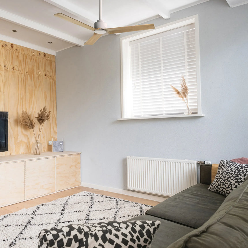 Sulion Ventilador de techo ANNE sin luz blanco madera clara 075817