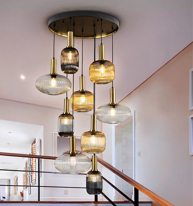 Schuller Norma Lámpara 9 luces negro latón H500 225090G