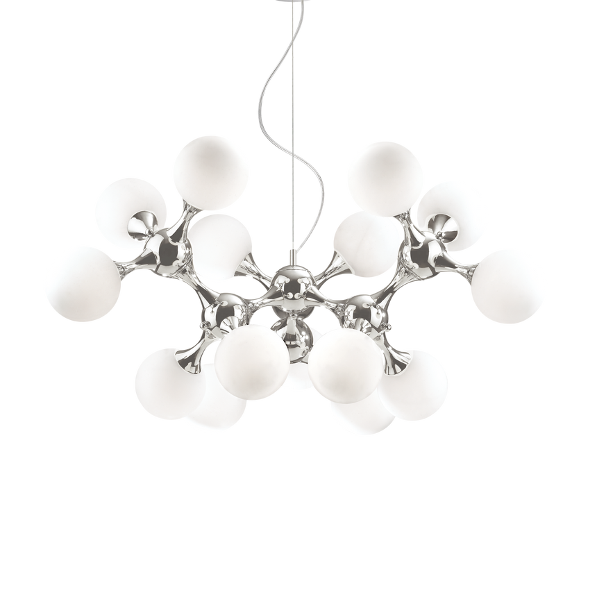 Lámpara colgante Ideal Lux Nodi blanco cristal 15 luces 420W Ø0,1cm 082073