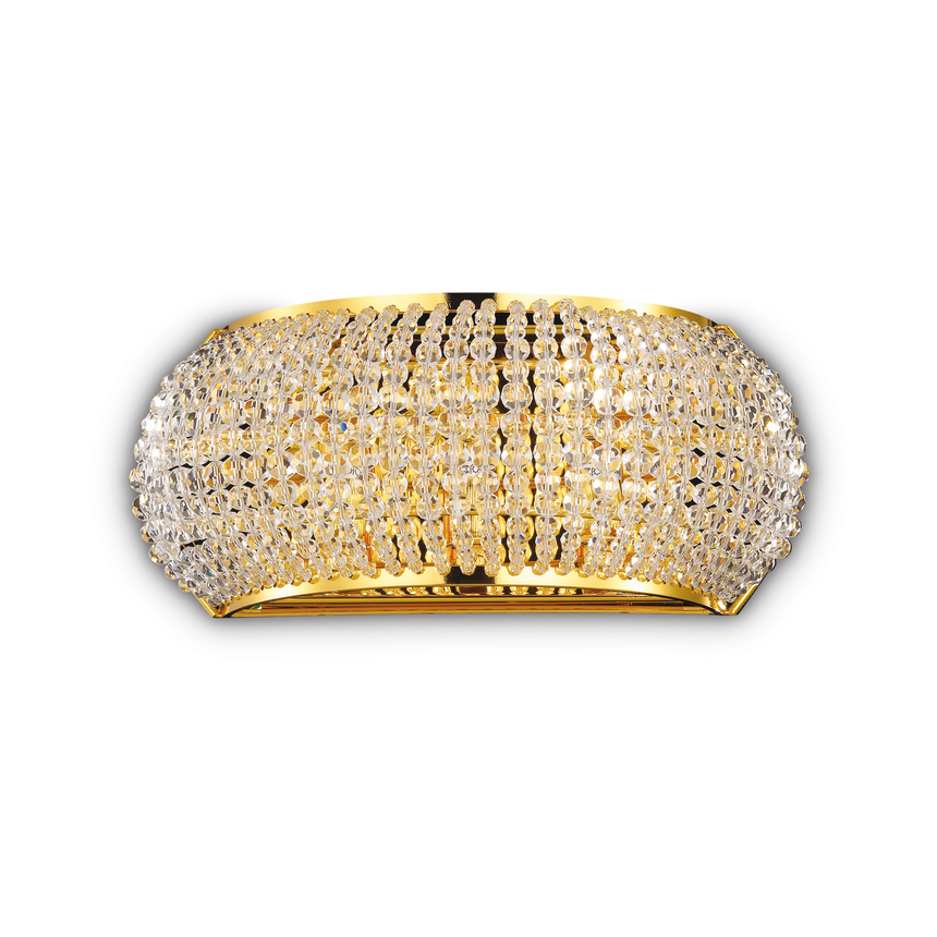 Aplique de pared Ideal Lux Pasha' dorado cristal y cerámica 3 luces 120W Ø25,5cm 082288