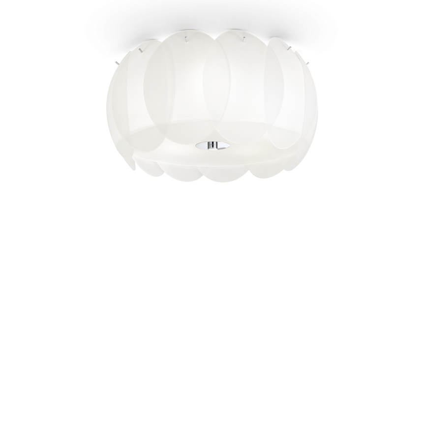 Plafón de techo Ideal Lux Ovalino blanco cristal 5 luces 300W Ø42,5cm 093963