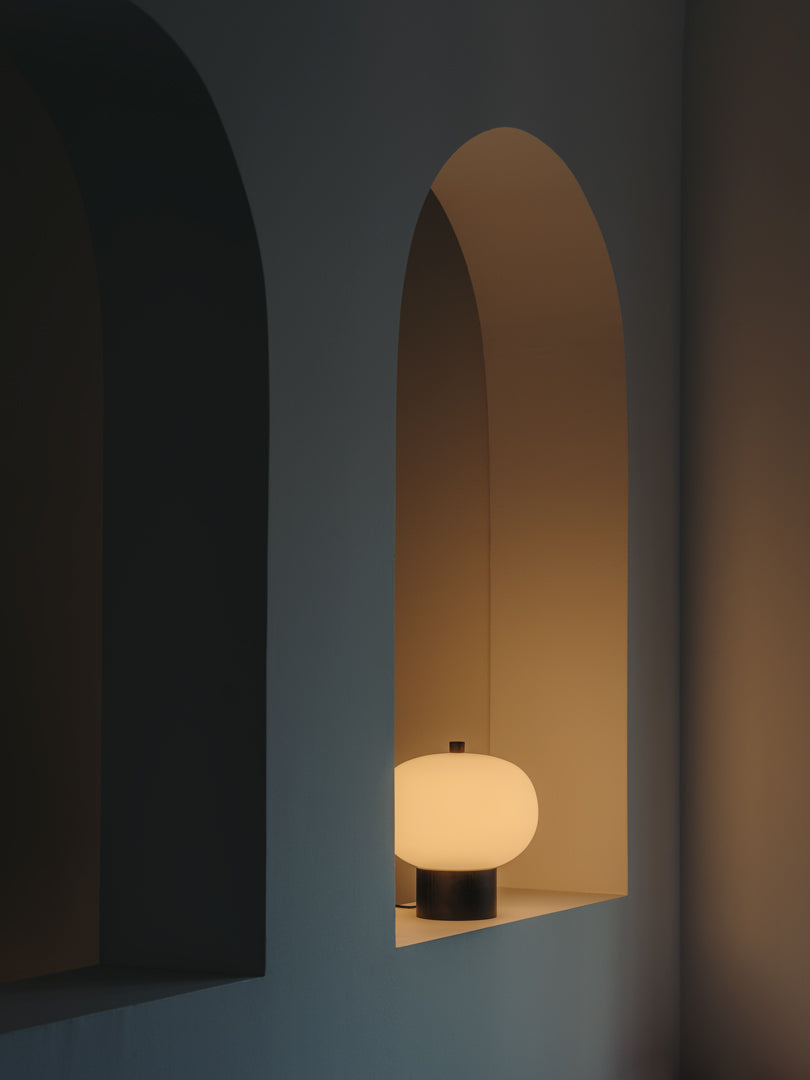 LedsC4 Ilargi Ball Table Lamp Ø230 LED Touch Dimmable Dark Wood 10-6010-92-F9