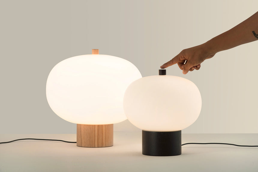 LedsC4 Ilargi Ball Table Lamp Ø230 LED Touch Dimmable Dark Wood 10-6010-92-F9