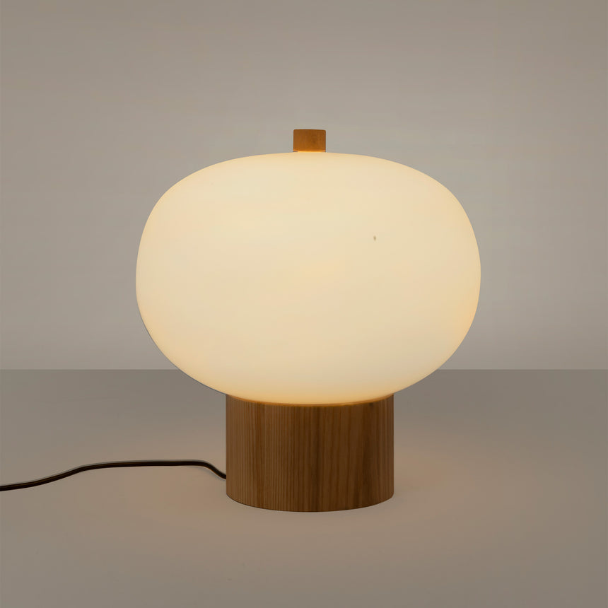 LedsC4 Sobremesa bola Ilargi Ø230 LED Touch regulable madera claro 10-6010-93-F9