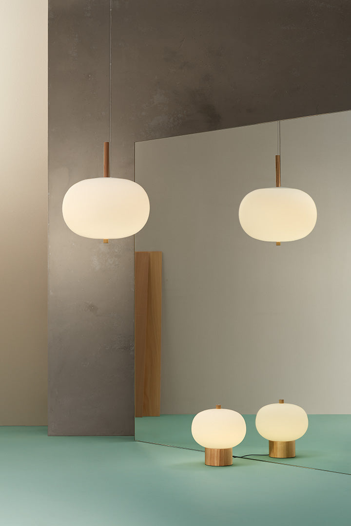 LedsC4 Sobremesa bola Ilargi Ø230 LED Touch regulable madera claro 10-6010-93-F9