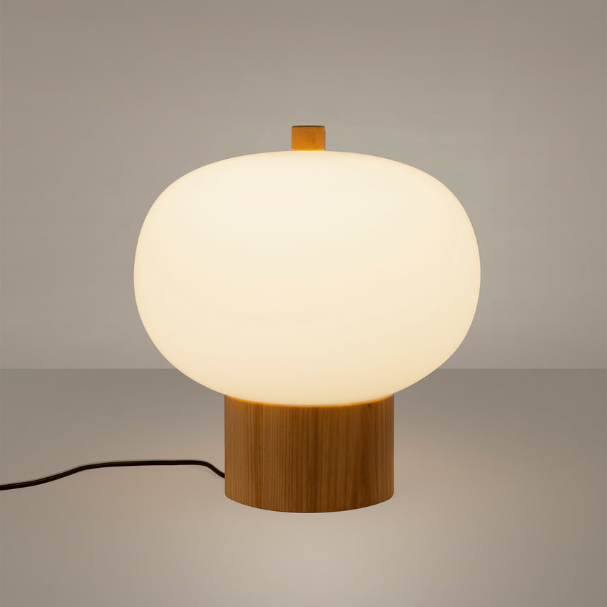 LedsC4 Sobremesa bola Ilargi Ø230 LED Touch regulable madera claro 10-6010-93-F9