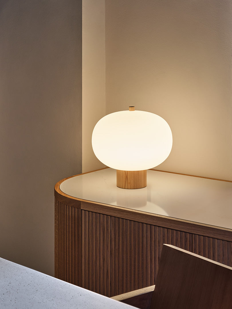 LedsC4 Ilargi Ball Table Lamp Ø320 LED Touch Dimmable Light Wood 10-6011-93-F9