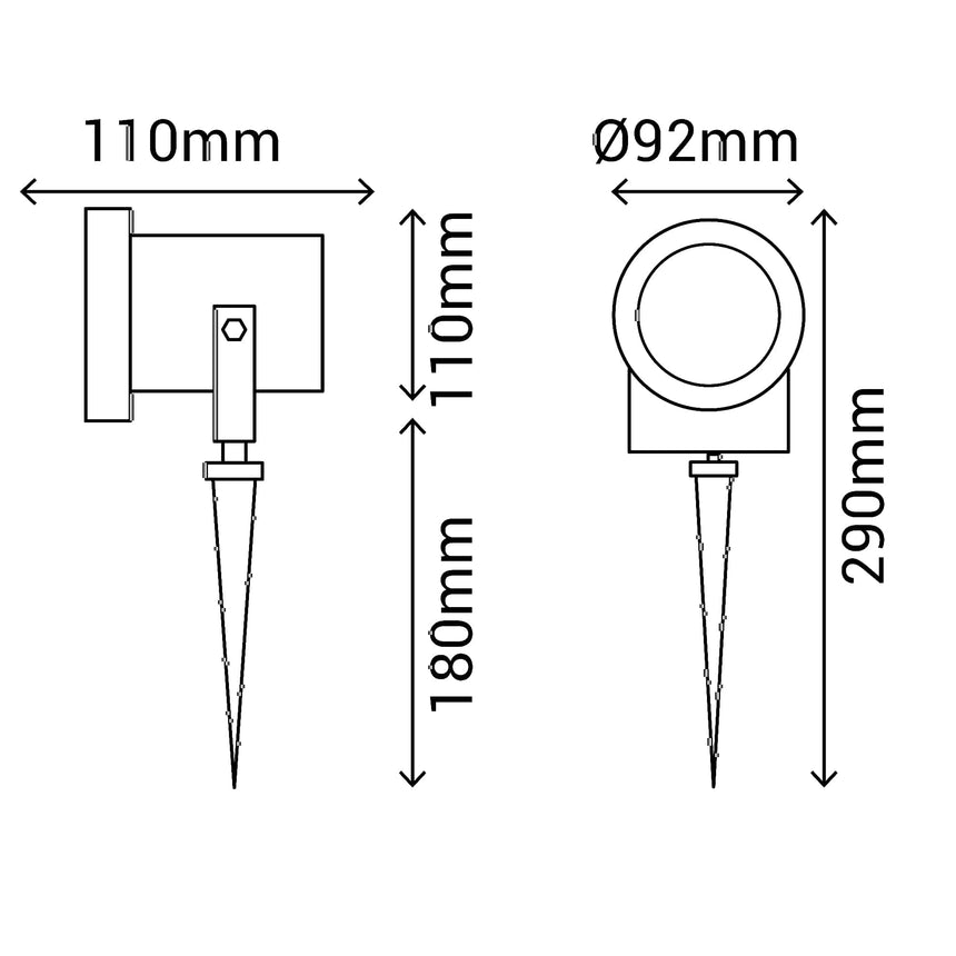 Sulion Yuka Proyector pincho estaca exterior jardín IP65 GU10 negro 112308