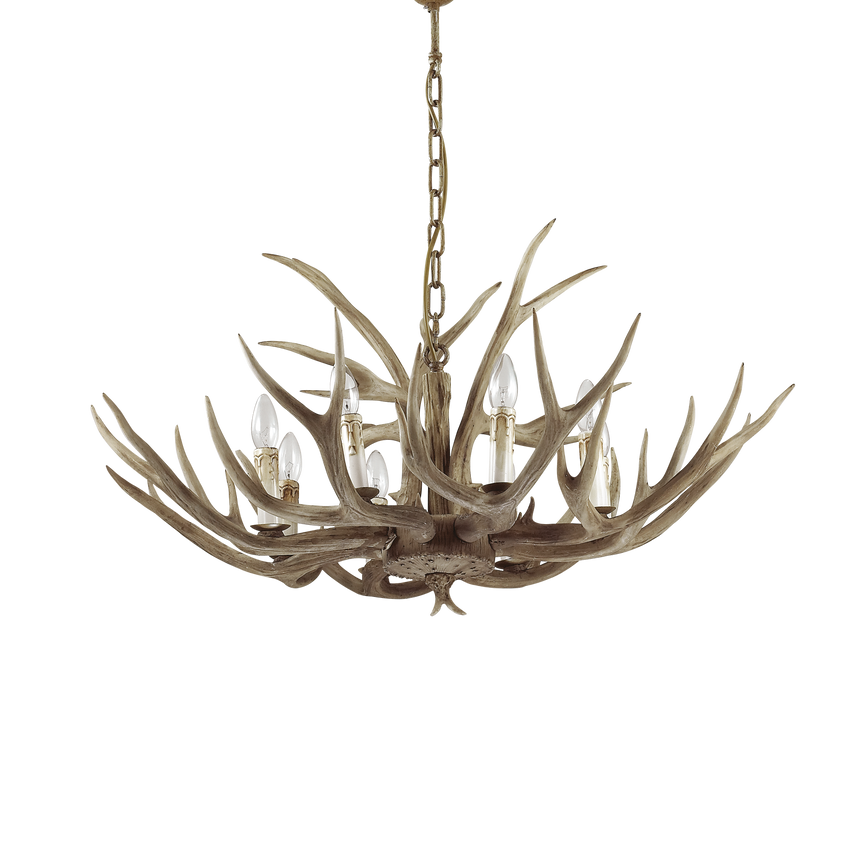 Lámpara colgante Ideal Lux Chalet beige 8 luces 320W Ø91cm 115504