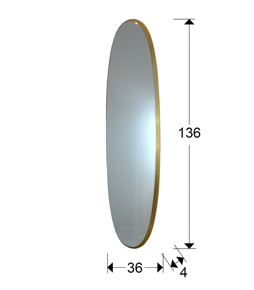 Medidas y dimensiones - Espejo ovalado Schuller Aries pan de oro 36x136cm 119481
