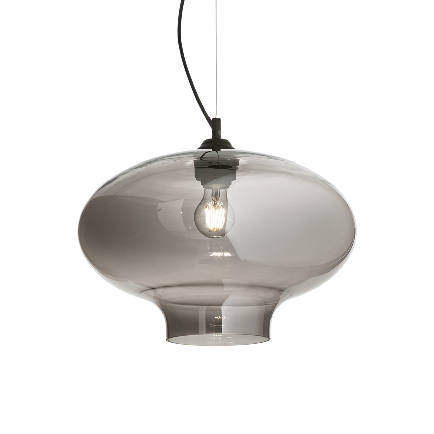 Lámpara colgante Ideal Lux Bistro' fumé cristal 60W Ø40cm 120904