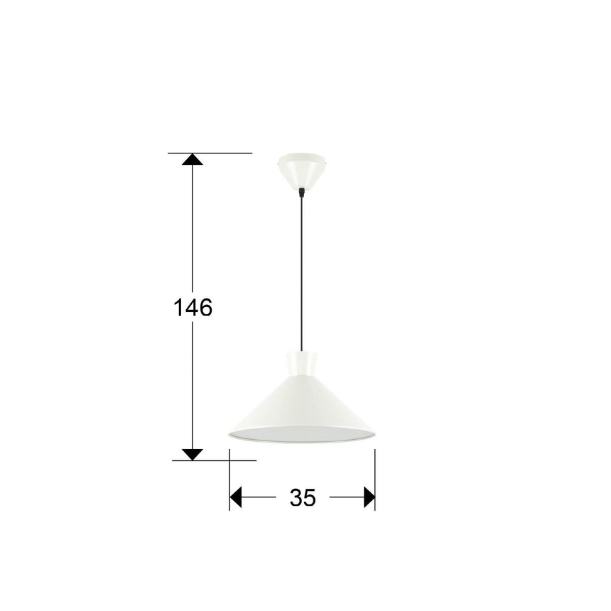 Lámpara de techo colgante Schuller Cono 1 luz gris perla mate Ø36cm 12458 dimensiones