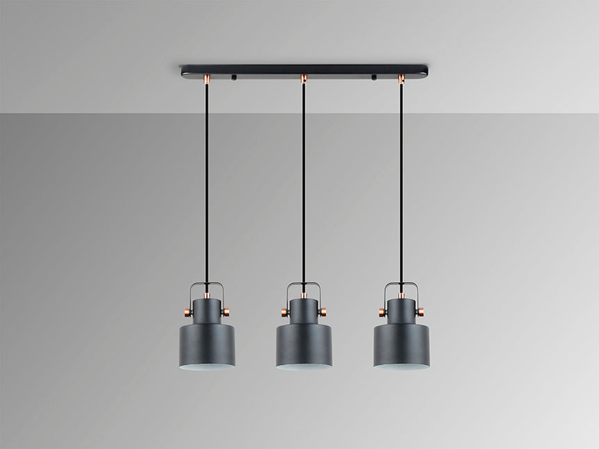 Lámpara de techo colgante Schuller Erika 3 luces negro y cobre satinado 12494 - imagen 4