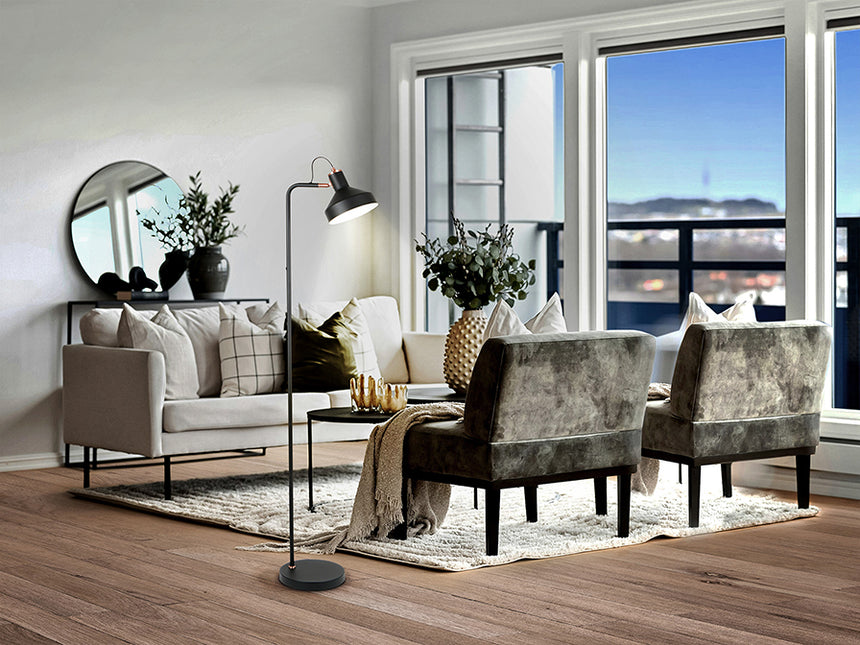 Schuller I3 Irias Lámpara de pie salón 1 luz negro cobre 12528