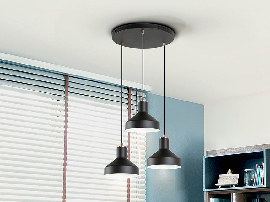 Schuller I3 Irias Pendant Ceiling Lamp 3 Lights Black Copper D45 12546