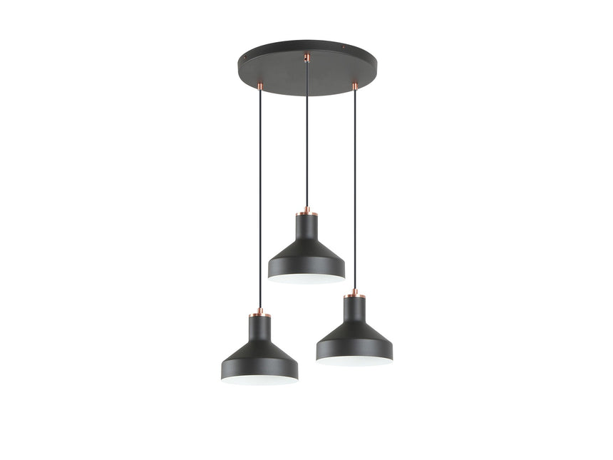 Lámpara de techo colgante Schuller Irias 3 luces negro y cobre satinado Ø46cm 12546 ambiente