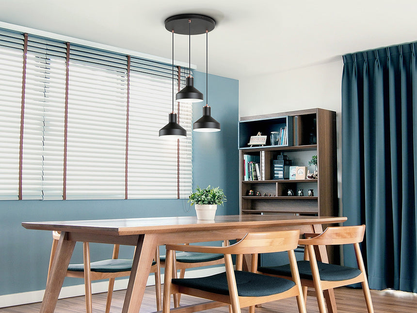 Schuller I3 Irias Pendant Ceiling Lamp 3 Lights Black Copper D45 12546