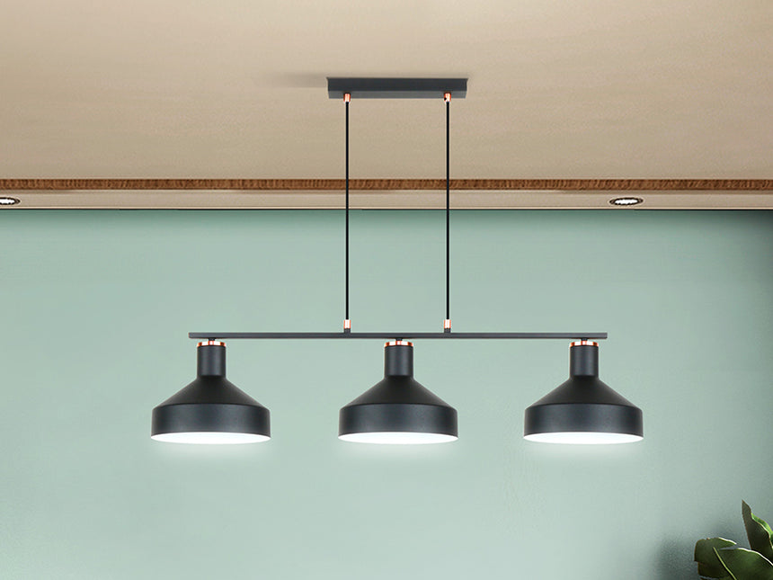 Schuller I3 Irias Pendant Ceiling Lamp 3 Lights Black Copper 12555