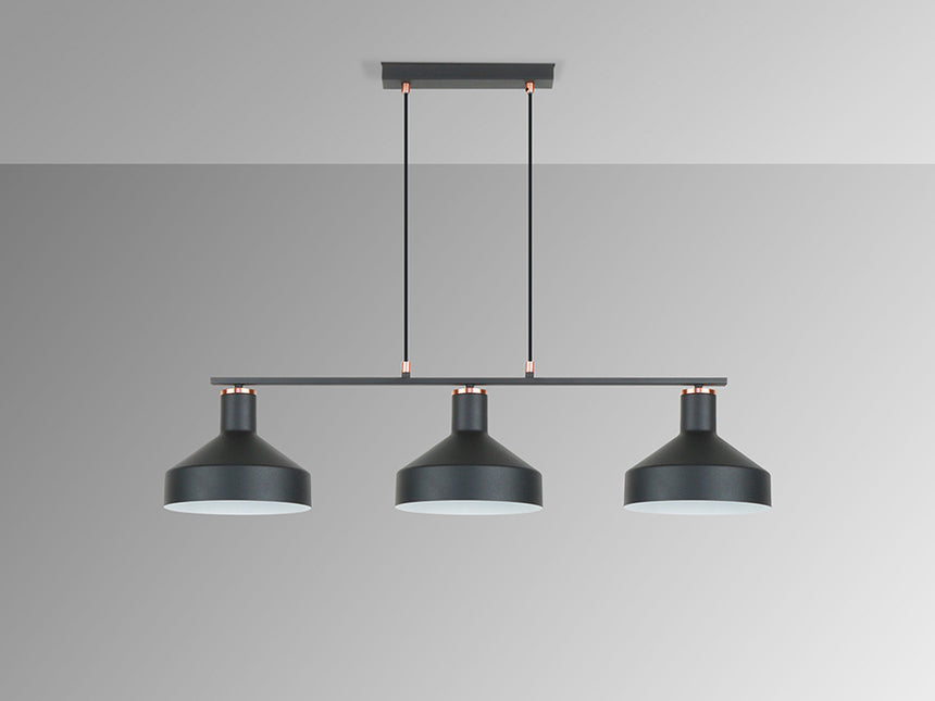 Schuller I3 Irias Pendant Ceiling Lamp 3 Lights Black Copper 12555