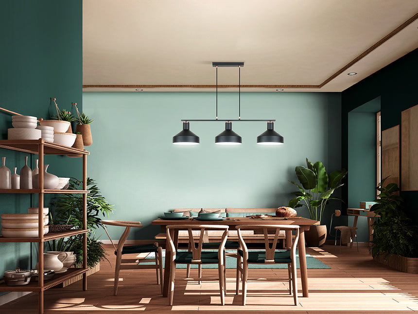 Schuller I3 Irias Pendant Ceiling Lamp 3 Lights Black Copper 12555