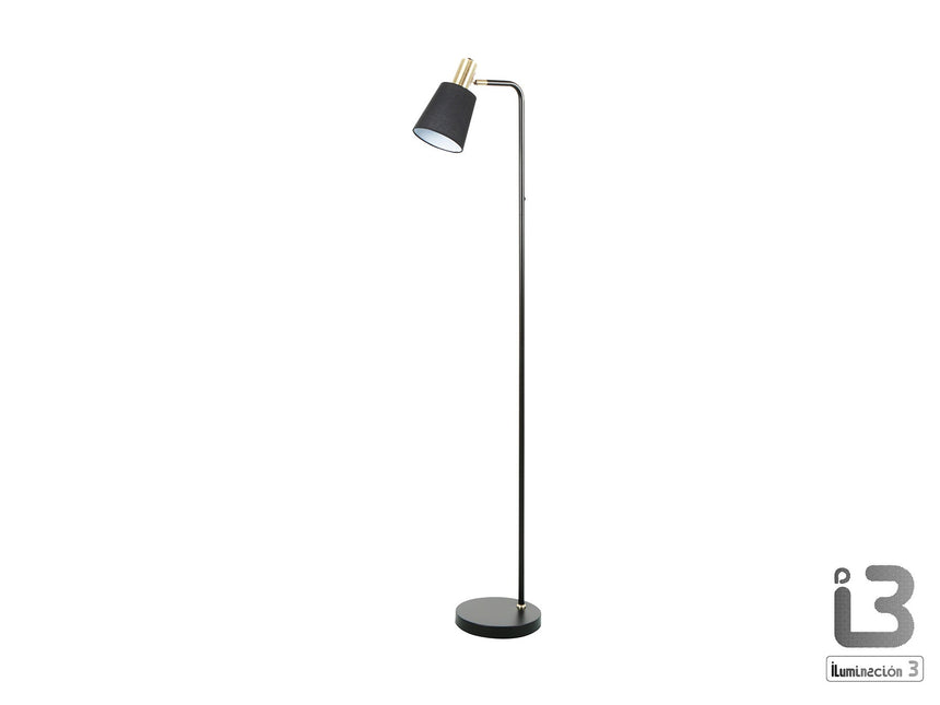 Lámpara de pie de salón Schuller Gisela 1 luz negro y latón 149cm 12592 ambiente