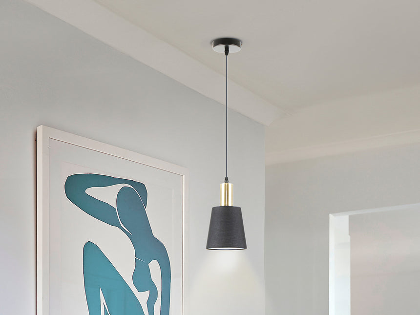 Lámpara de techo colgante Schuller Gisela 1 luz negro y latón 12607