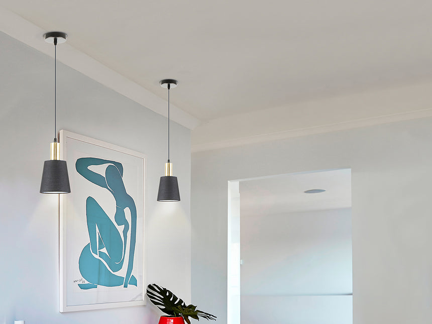 Lámpara de techo colgante Schuller Gisela 1 luz negro y latón 12607 - vista alternativa