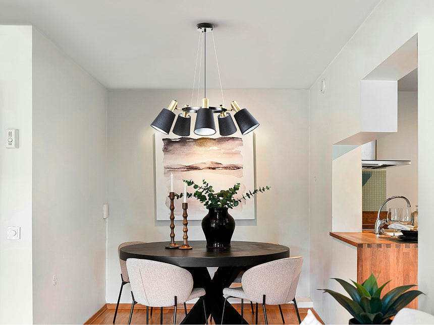 Schuller I3 Gisela Lámpara de techo colgante 5 luces negro latón 12616