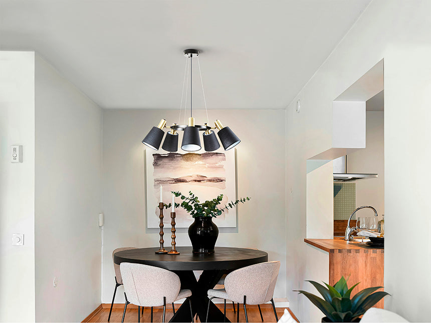 Schuller I3 Gisela Lámpara de techo colgante 5 luces negro latón 12616