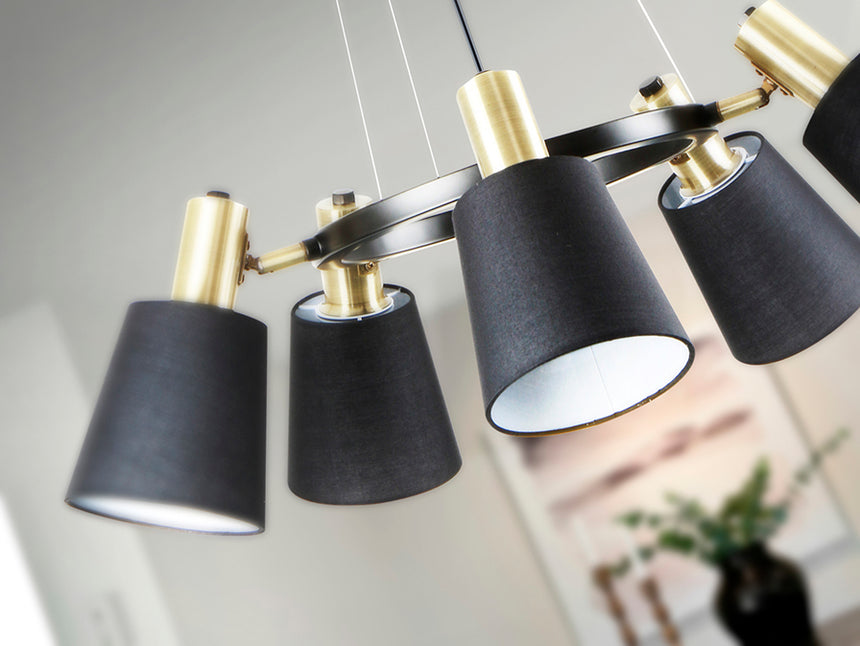 Lámpara de techo colgante Schuller Gisela 5 luces negro y latón Ø75cm 12616 - imagen 4