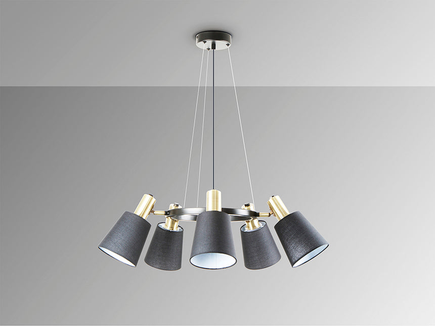 Lámpara de techo colgante Schuller Gisela 5 luces negro y latón Ø75cm 12616 - imagen 5