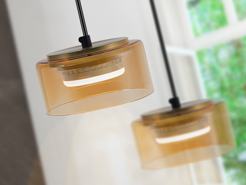 Schuller I3 Olaia Pendant Ceiling Lamp 1 Light Black Amber 12643